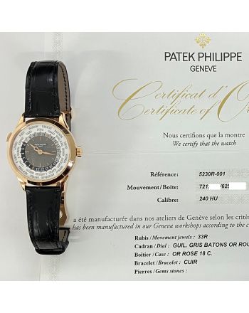Patek Philippe World Time Charcoal 5230R-001 Gray Lacquered Dial Sep 19